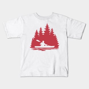 Silhouette of Man Kayaking Kids T-Shirt